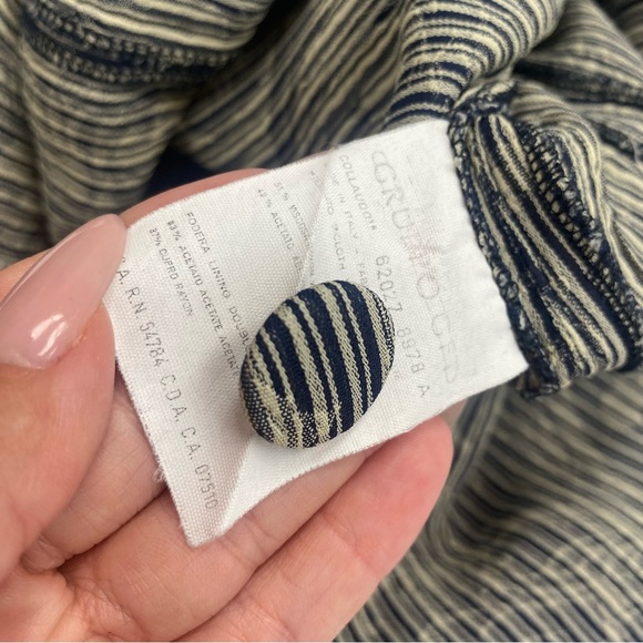 Giorgio Armani Le Collezioni Vintage Striped Blue Floral Embossed Jacket Blazer - Picture 8 of 10